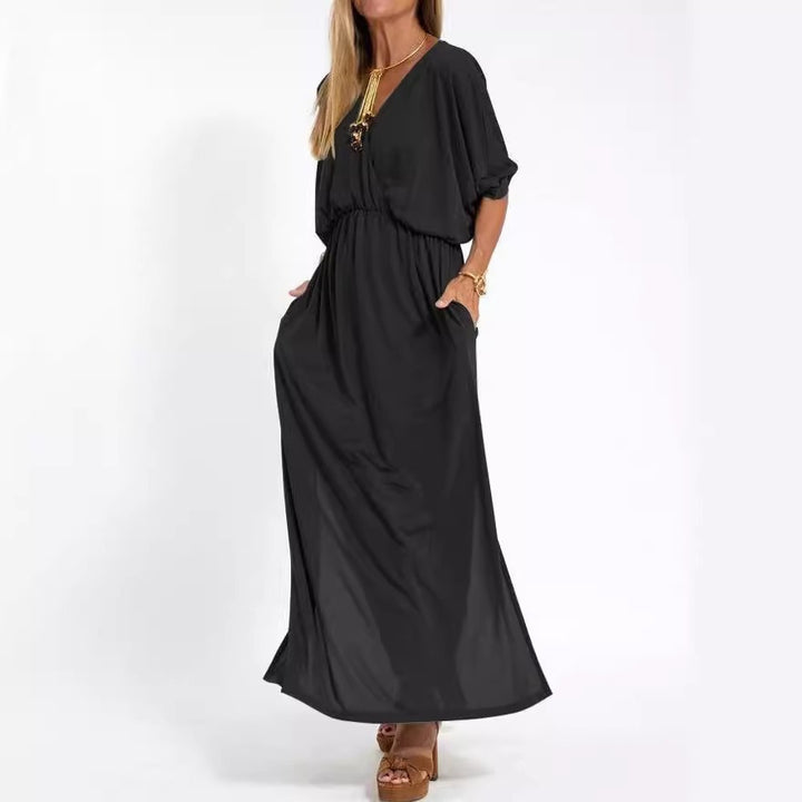 Robe maxi élégante pour femmes avec fente latérale et ceinture flexible Chic & Stil