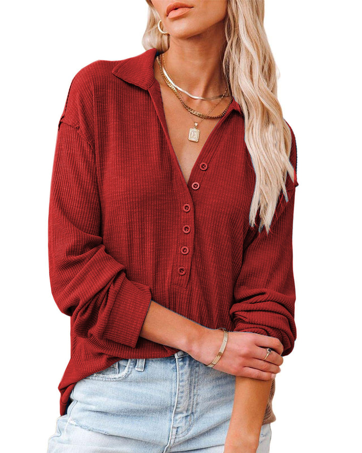 Casual long sleeve shirt for women with button placket and textured pattern Lune London