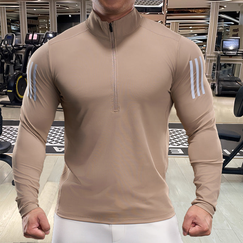 Men's Breathable Fitness Top with Short Zip Lune London