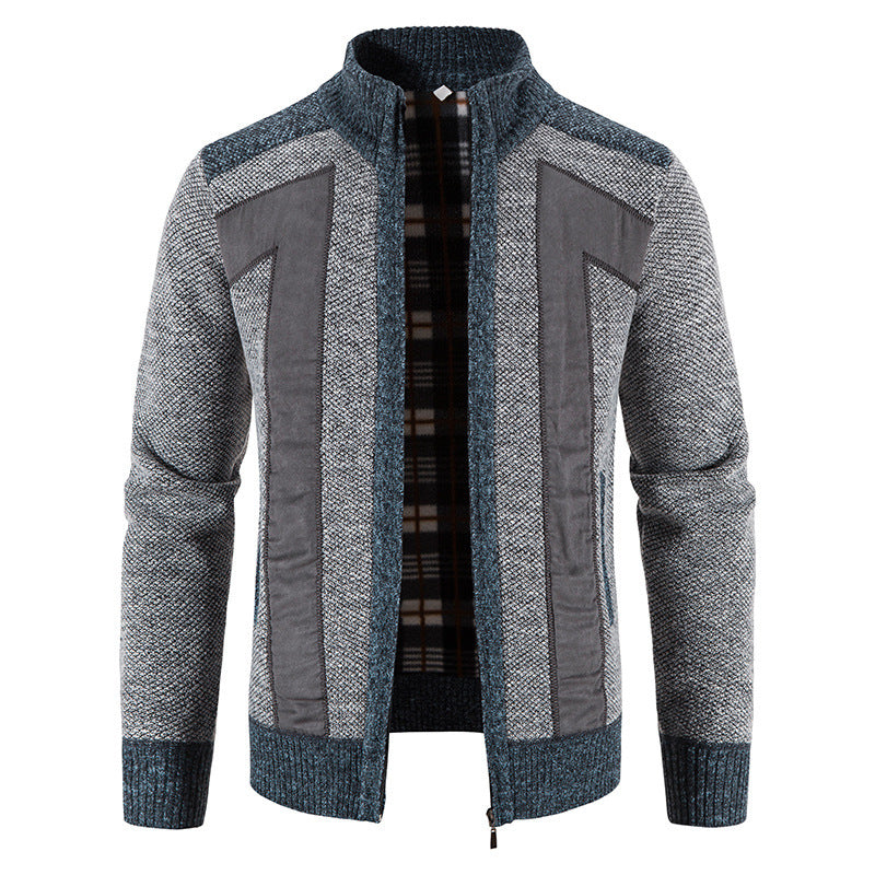 Fashionable men's knitted jacket with a unique cut and hidden zipper Lune London