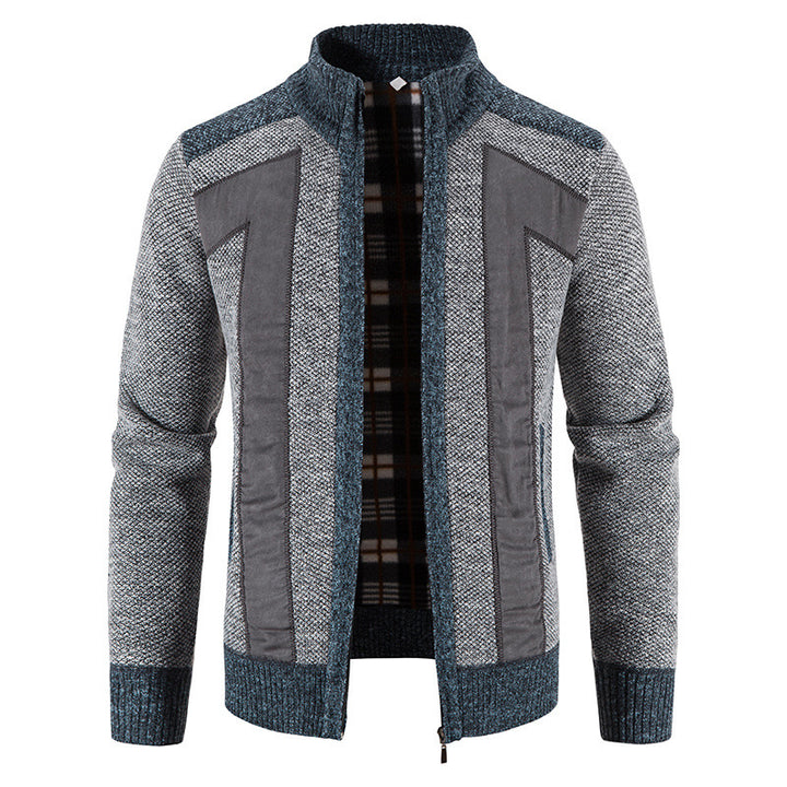 Fashionable men's knitted jacket with a unique cut and hidden zipper Lune London
