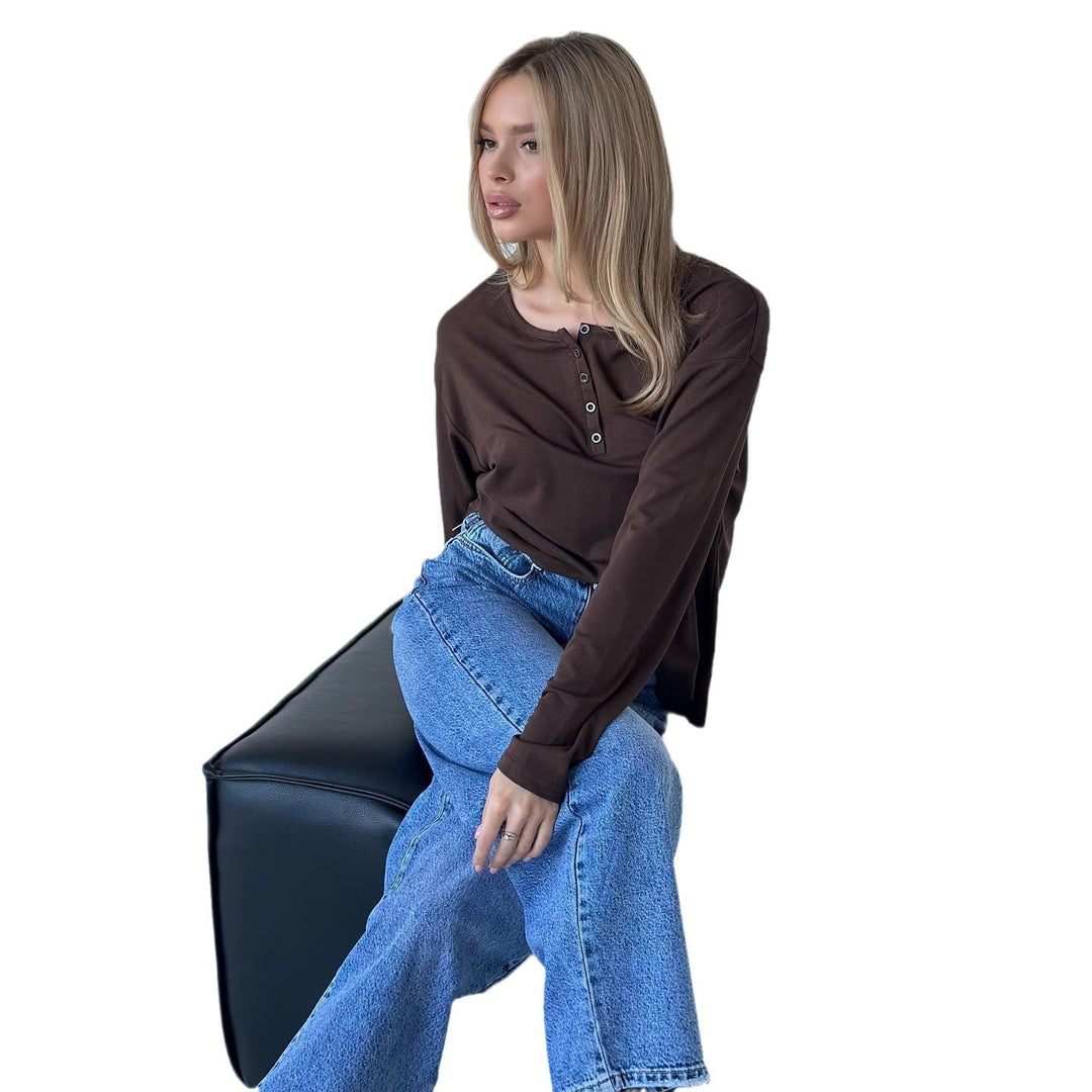 Long sleeve blouse for women with button details and relaxed cut Lune London