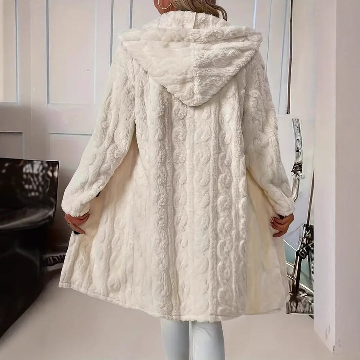 Chic and stylish women's plush hooded coat