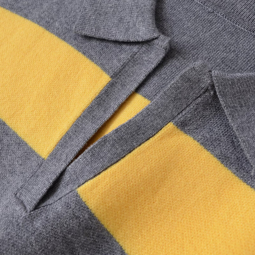 Casual women's sweater with polo collar and striped pattern Lune London