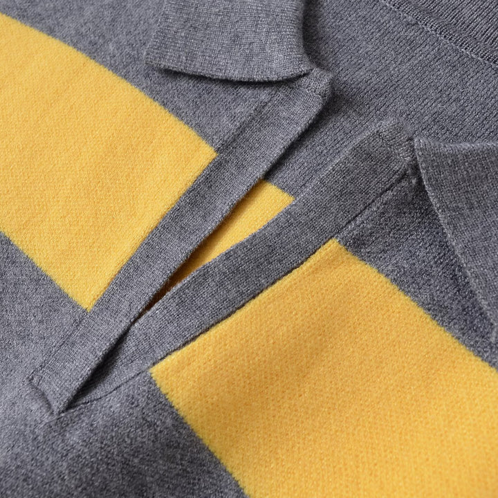 Casual women's sweater with polo collar and striped pattern Lune London
