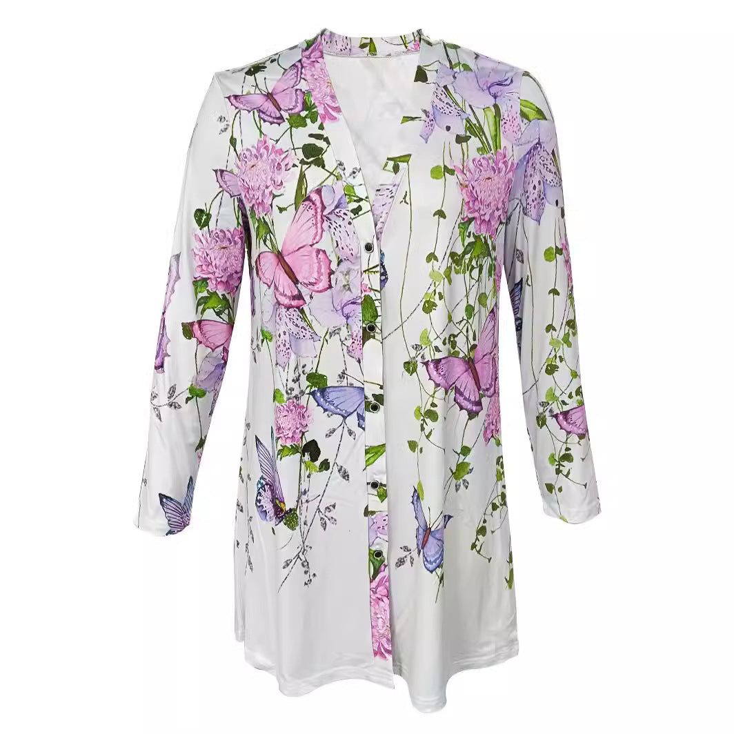 Lune London long blouse jacket for ladies with floral pattern