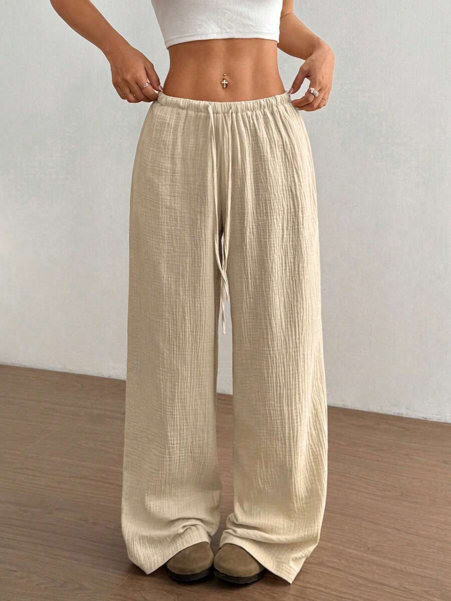 Lune London women's casual wide linen trousers