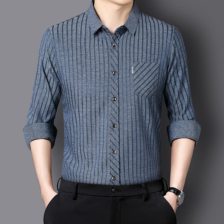 Elegant slim-fit long-sleeve shirt for men with structured design Lune London