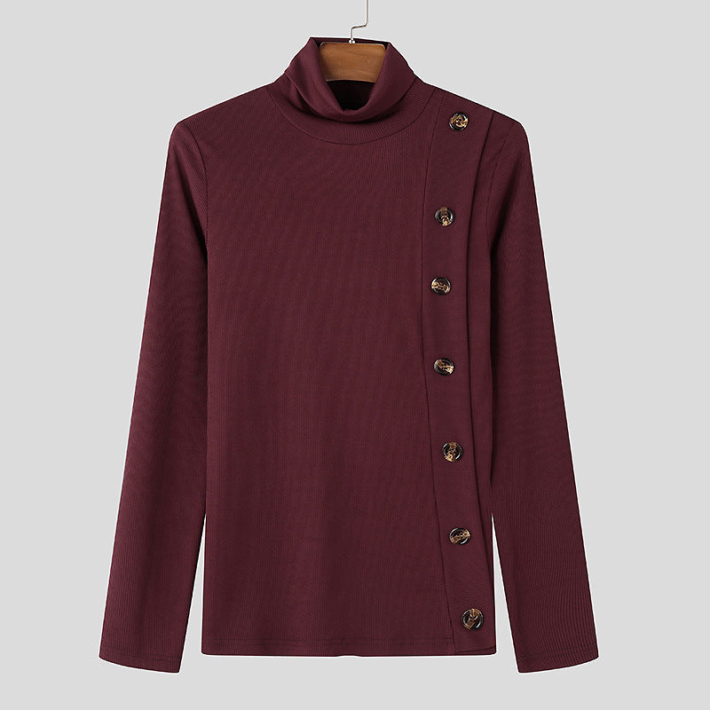 Women's long sleeve turtleneck sweater with button details Lune London