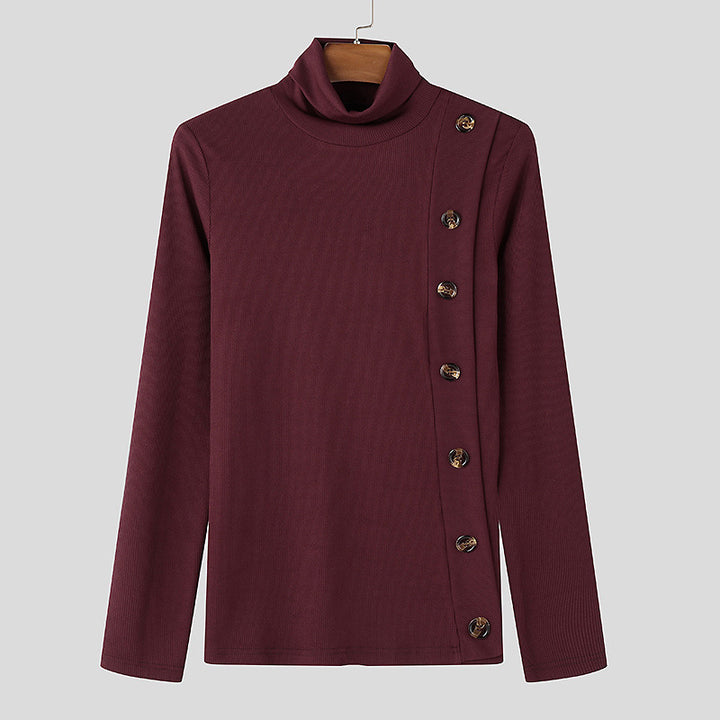 Women's long sleeve turtleneck sweater with button details Lune London