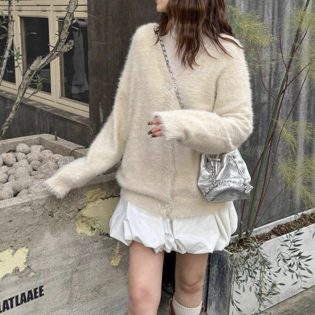 Ladies Plush Knit Sweater with Elegant Button Details Lune London