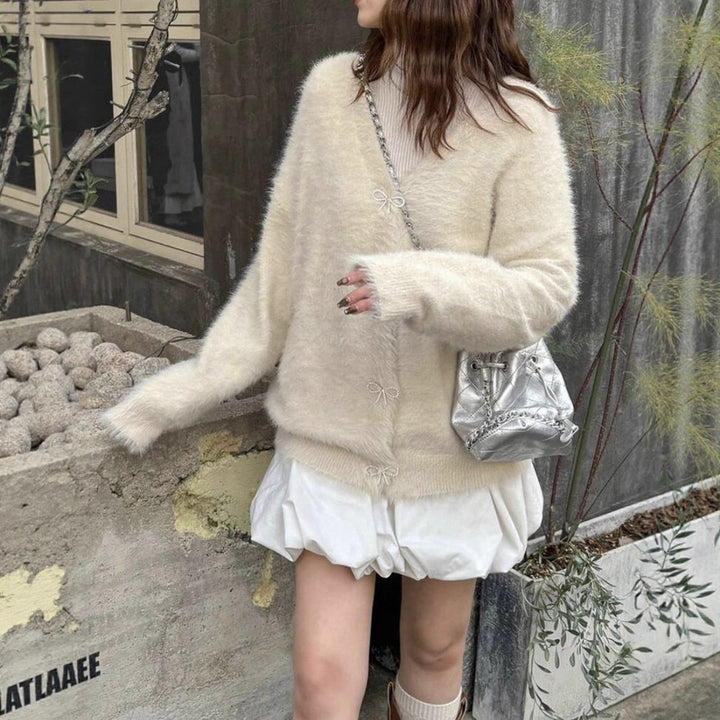 Ladies Plush Knit Sweater with Elegant Button Details Lune London