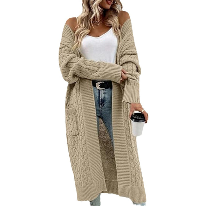 Women's knitted jacket with chunky braid design and practical pockets Lune London