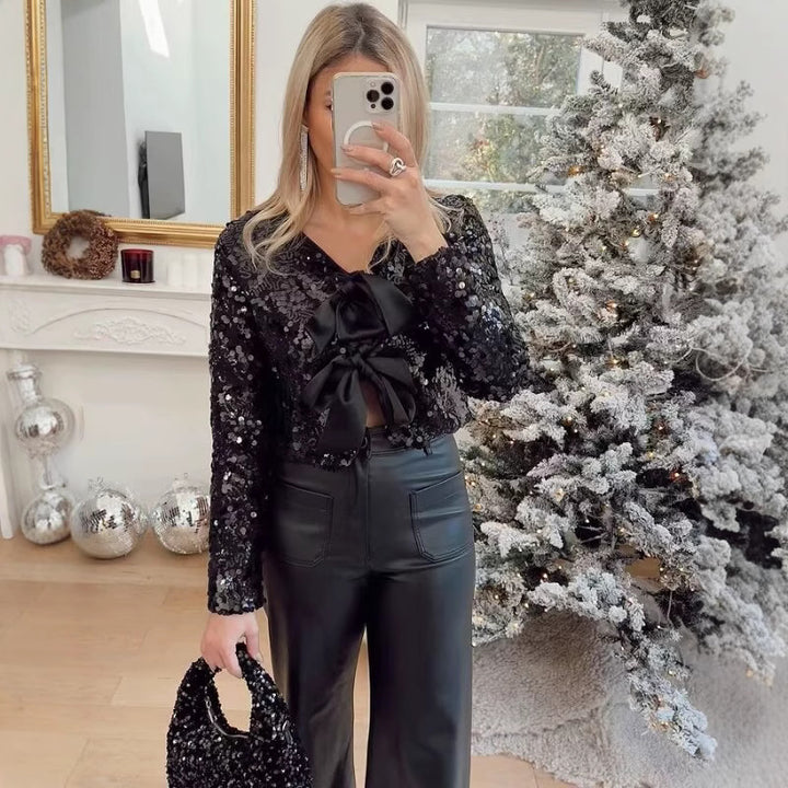 Veste scintillante pour femmes avec nœuds Chic & Stil