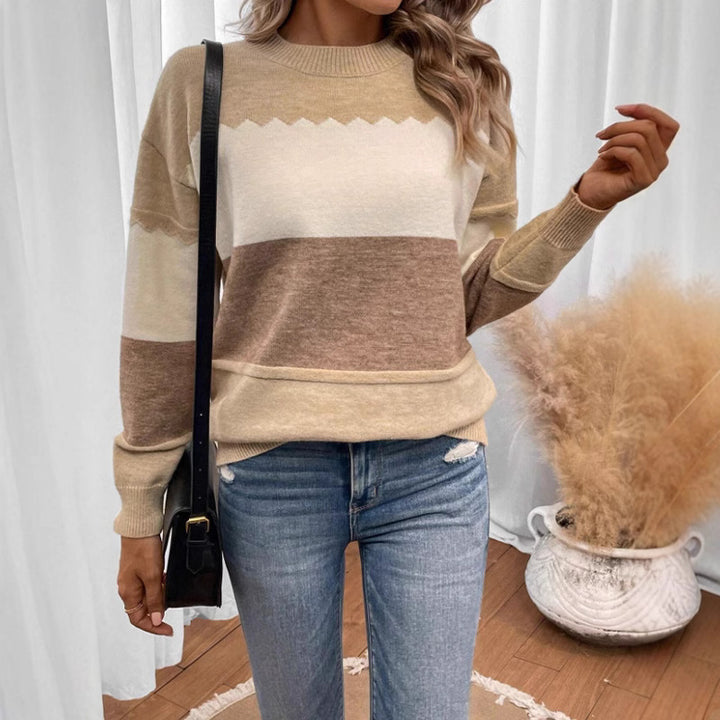 Women's comfortable sweater with a modern blocked stripes design Lune London
