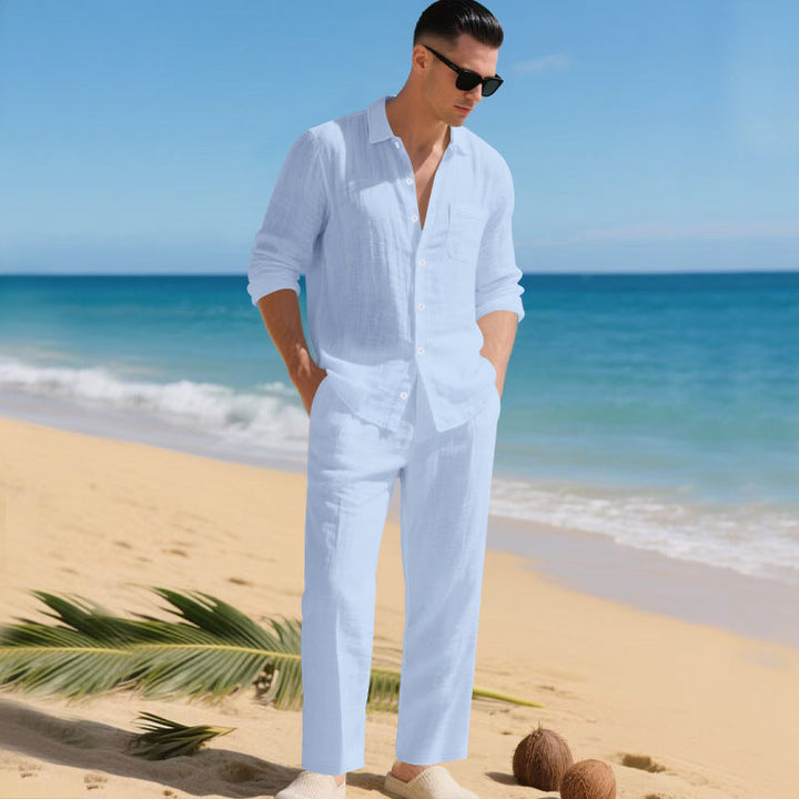 Men's Lightweight Linen Outfit with Stylish Shirt and Elegant Pants Lune London