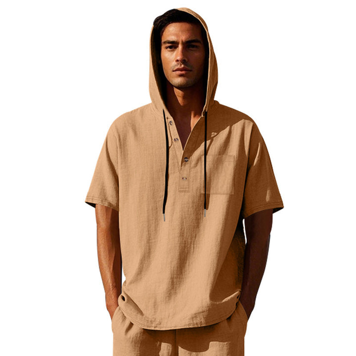 Men's casual hoodie with button placket and chest pocket Lune London