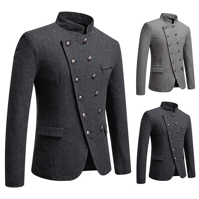 Double-breasted men's blazer with a modern plaid pattern Lune London
