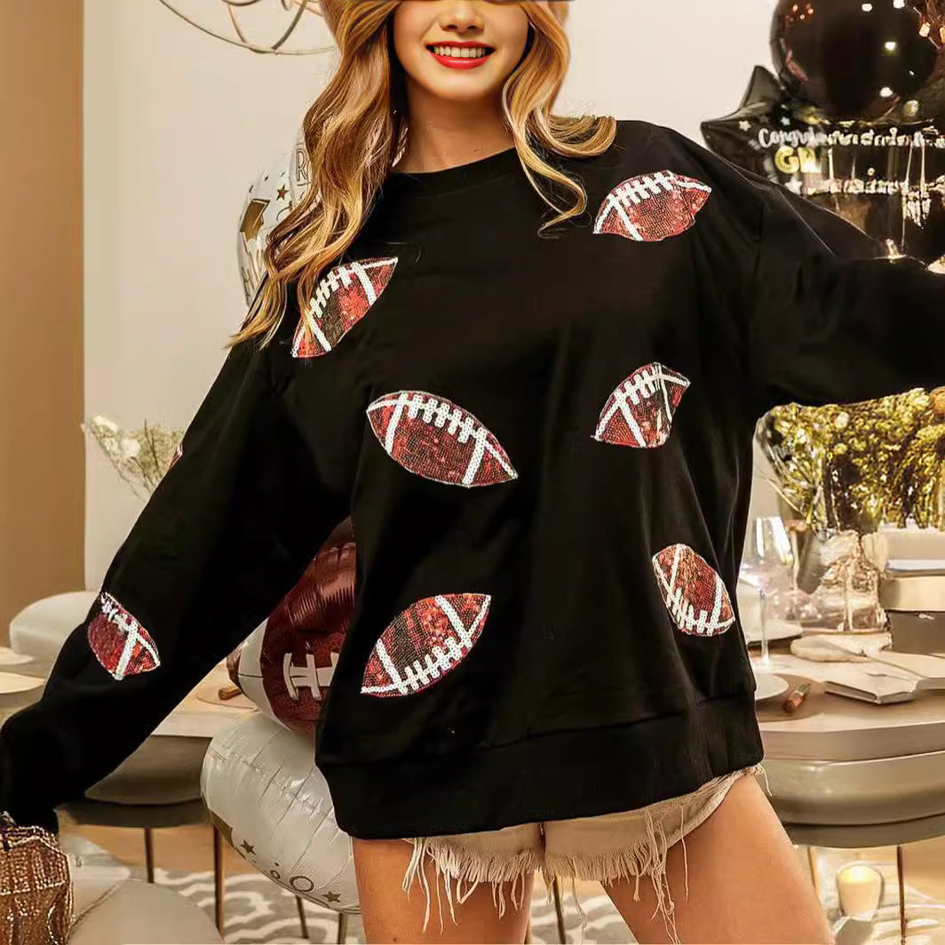 Casual women's sweatshirt with football pattern Moon London