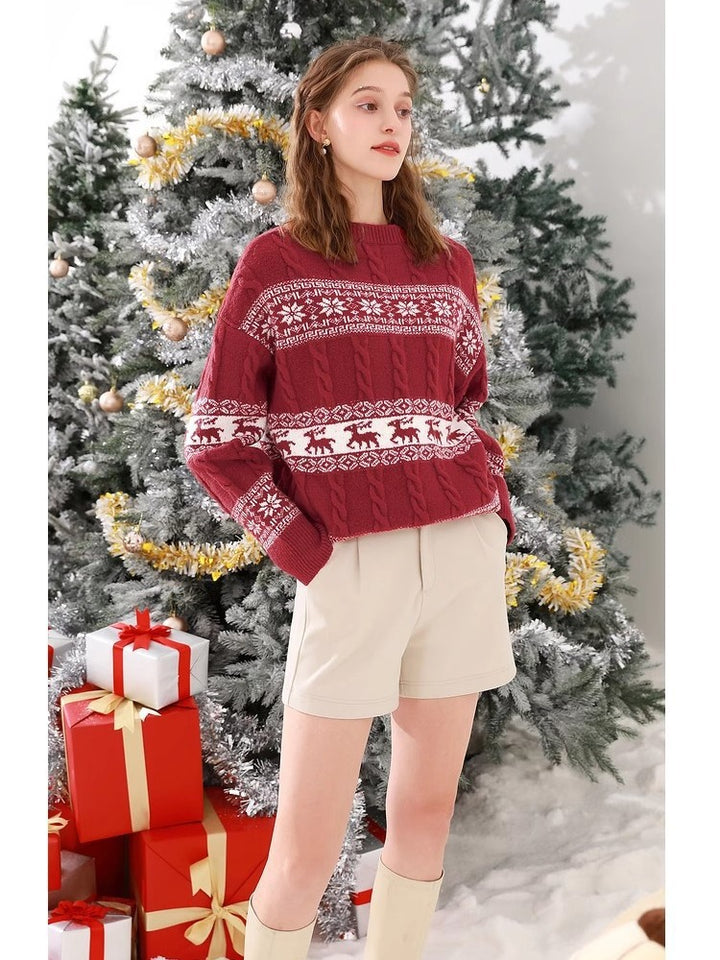 Chunky knit sweater for women with Christmas pattern and relaxed fit Lune London