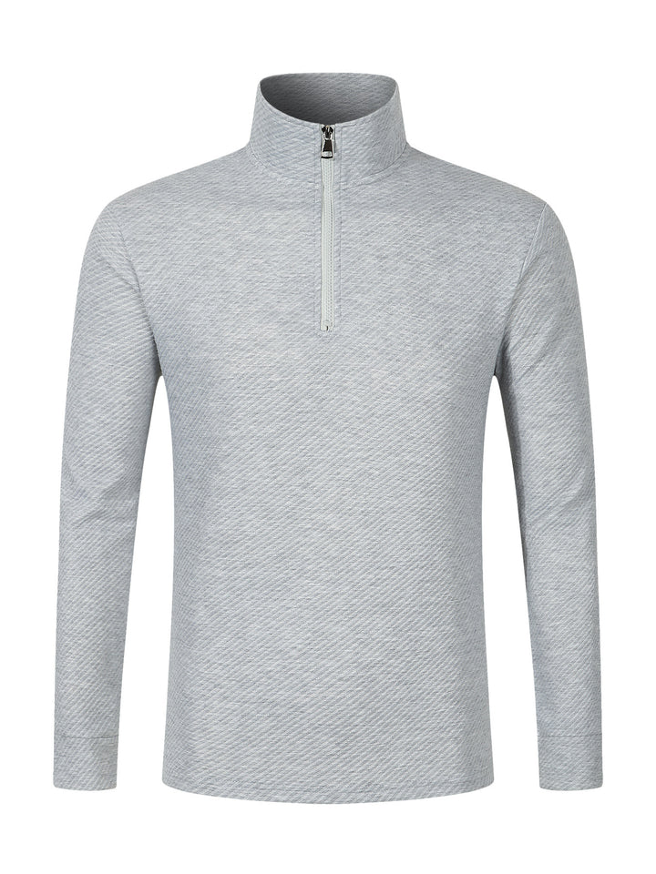 Functional long sleeve pullover for men with half-zip and innovative structural design Lune London