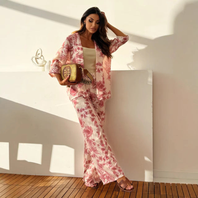 Casual set for women consisting of a kimono style jacket and wide pants Lune London