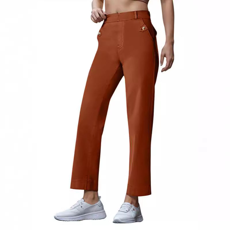 Women's Wide High-Waist Pants with Fashionable Button Details Lune London