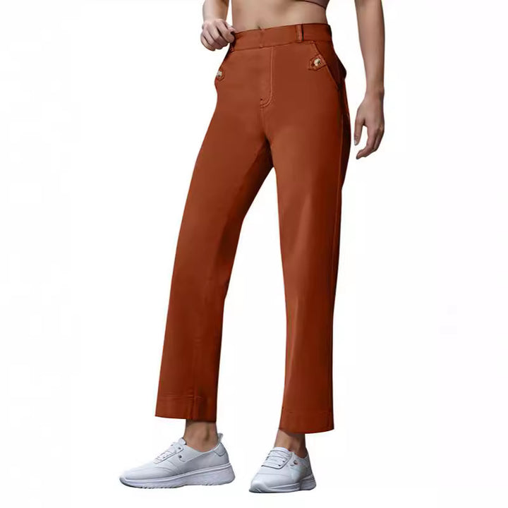 Women's Wide High-Waist Pants with Fashionable Button Details Lune London