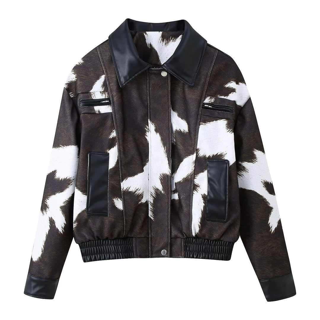 Veste en faux cuir pour femmes avec design d'animal exotique Chic & Stil