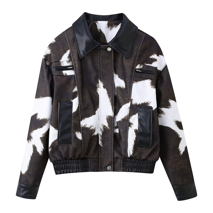 Veste en faux cuir pour femmes avec design d'animal exotique Chic & Stil