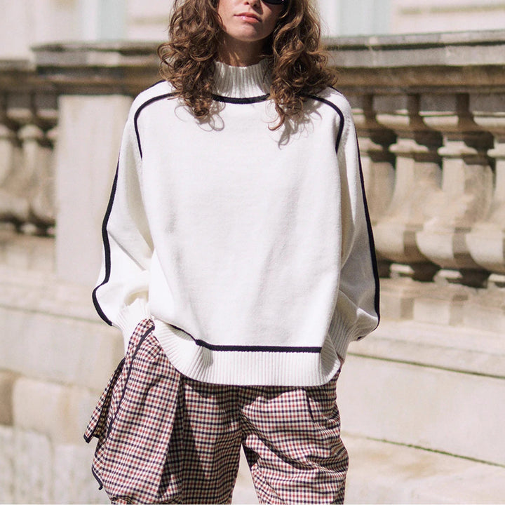 Women’s sweater with high collar and textured structure Lune London