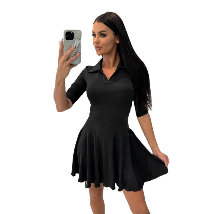 A-line dress for women with polo collar and flared skirt Lune London