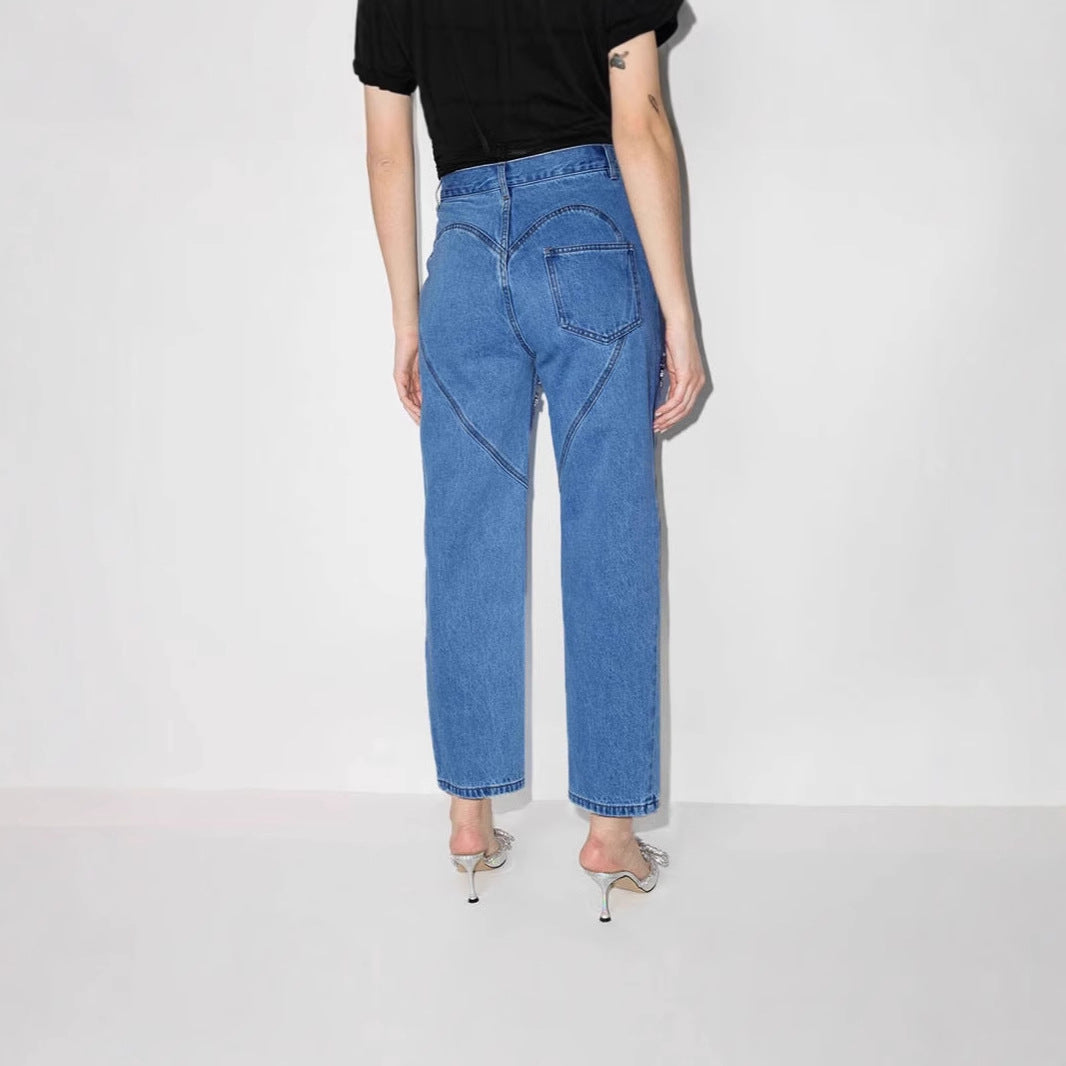 Jeans pour femmes designers détruits avec applications brillantes Chic & Stil