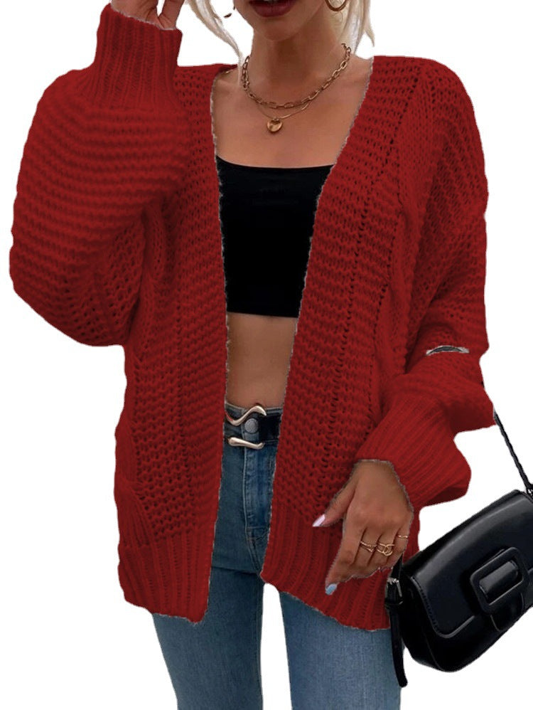 Ladies oversized knit cardigan with deep pockets and relaxed fit Lune London