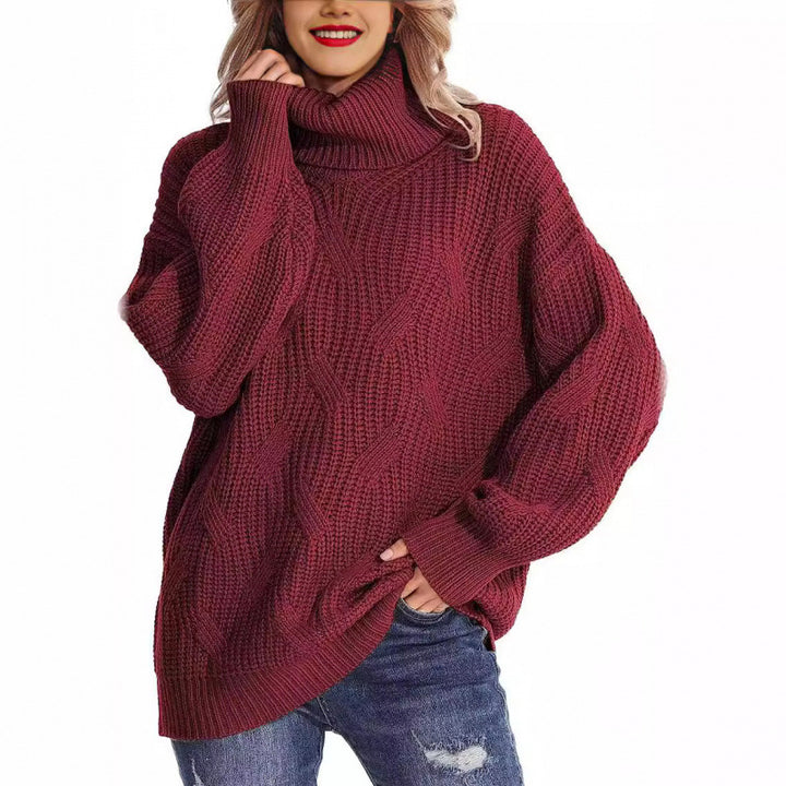 Chunky knit sweater for women with a high collar and relaxed fit Lune London