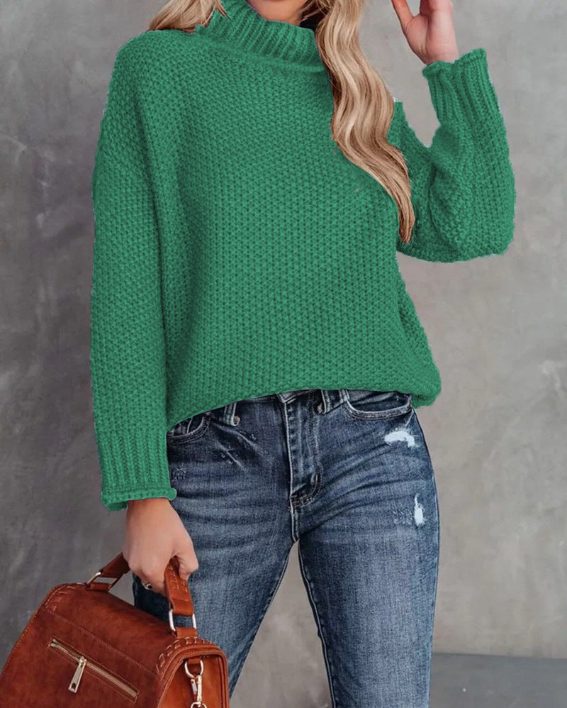 Comfortable knitted sweater for women with a high collar and airy structure Lune London
