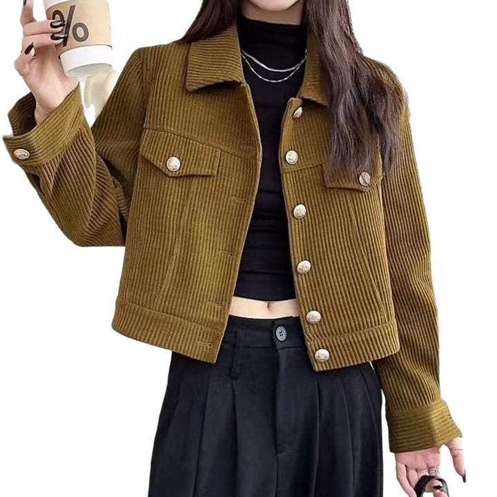 Veste en velours côtelé pour femmes avec boutons décoratifs Chic & Stil