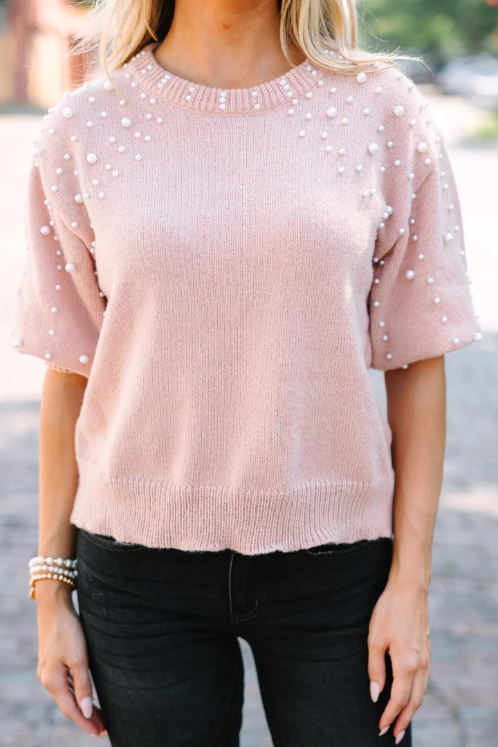 Ladies Elegant Knit Sweater with Bead Appliqués Lune London