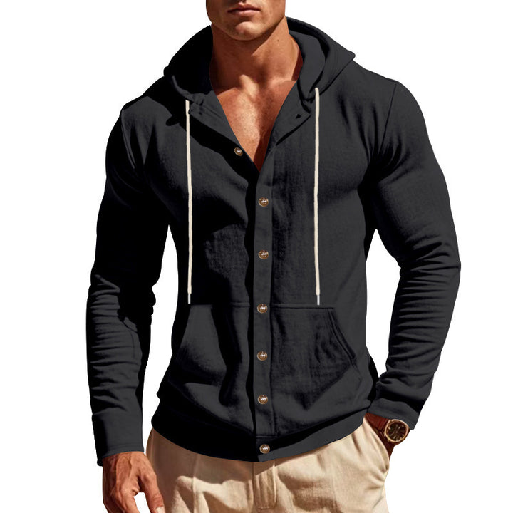Men's hoodie with button placket and practical pockets Lune London