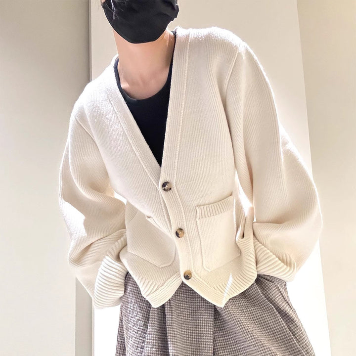 Knit jacket for women with a loose fit and decorative buttons Lune London