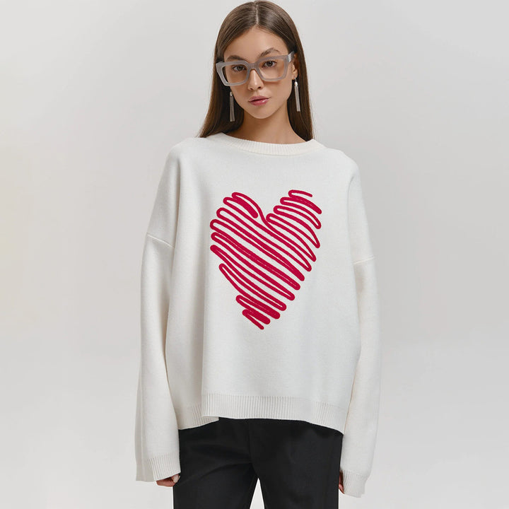 Oversized sweater for women with heart-shaped pattern Lune London