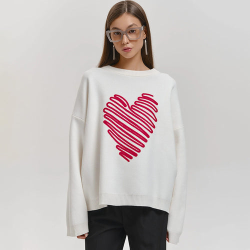 Oversized sweater for women with heart-shaped pattern Lune London