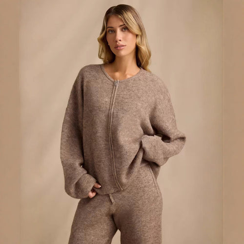 Ladies luxurious knit jacket with full zip Lune London