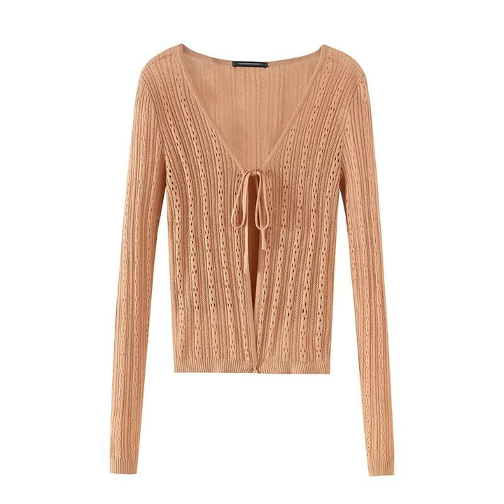 Cardigan Tricot Élégant pour Femme avec Lacer Ajustable Chic & Stil