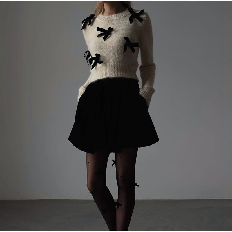 Knit sweater for women with playful bow details Lune London