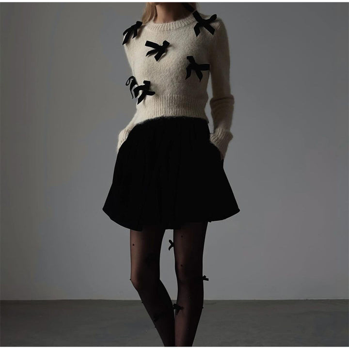 Knit sweater for women with playful bow details Lune London