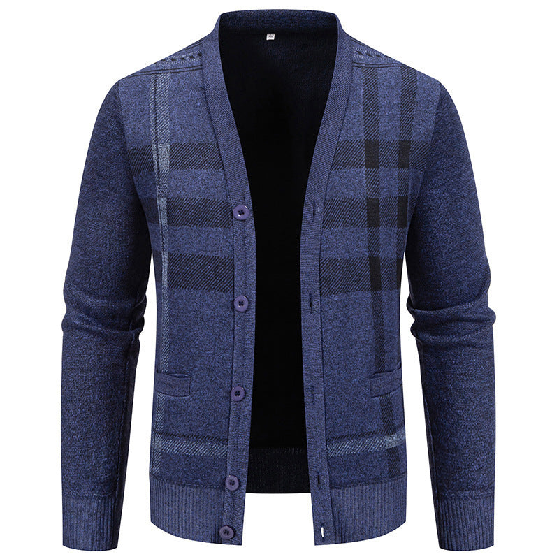 Men's knit jacket with an elegant checkered pattern from Lune London