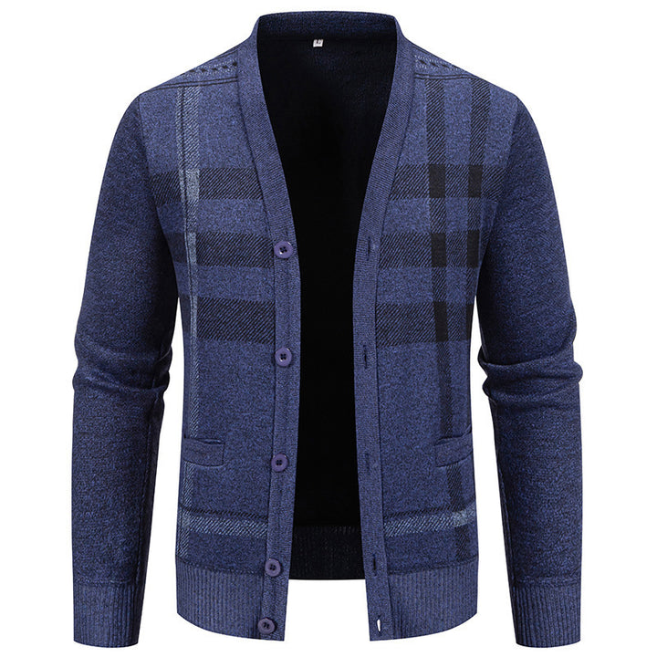 Men's knit jacket with an elegant checkered pattern from Lune London