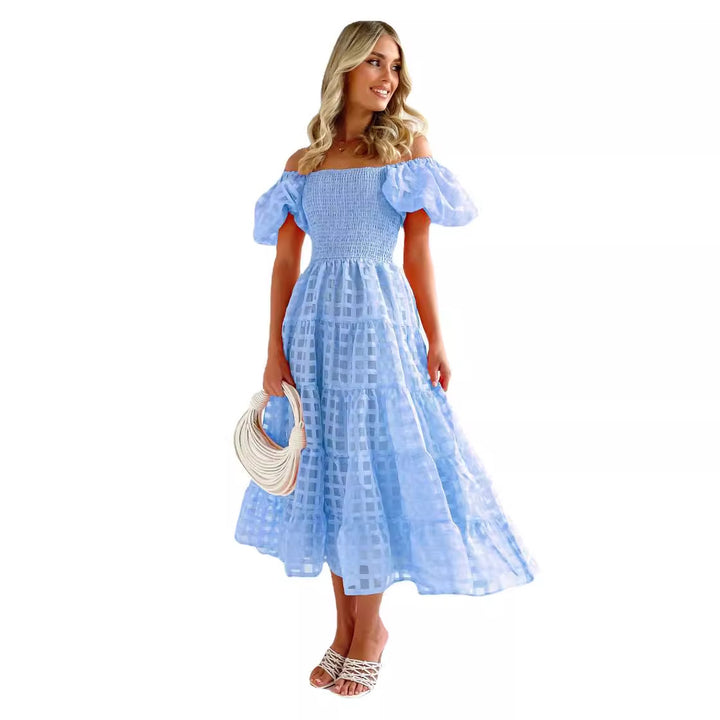 Maxi dress for women with puff sleeves and elastic top Chic & Stil