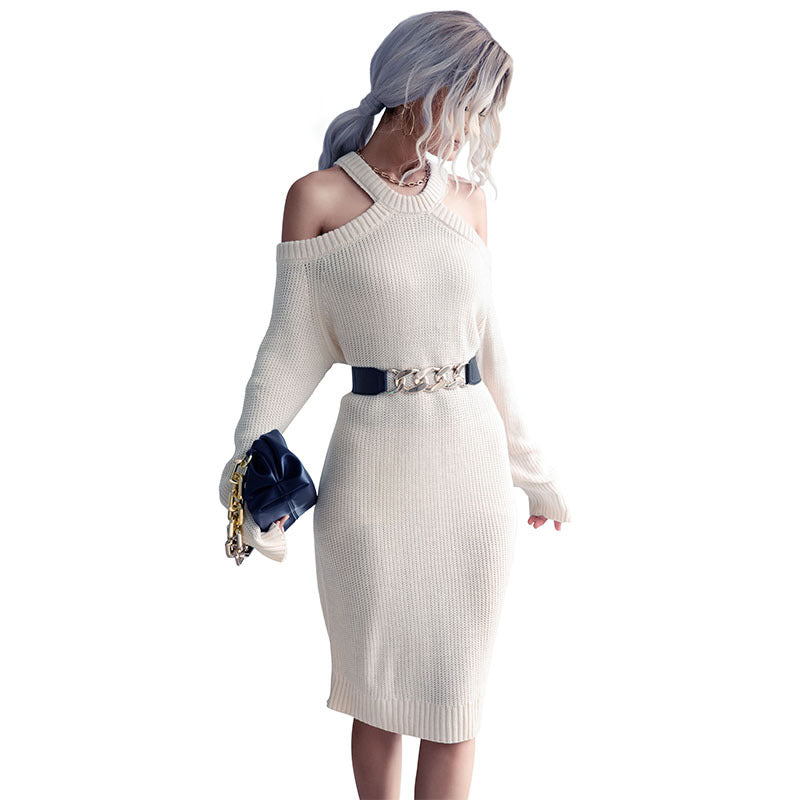 Robe en maille décolletée pour femmes avec taille élégante Chic & Stil